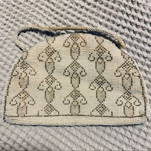 Vintage cream white beaded purse - small